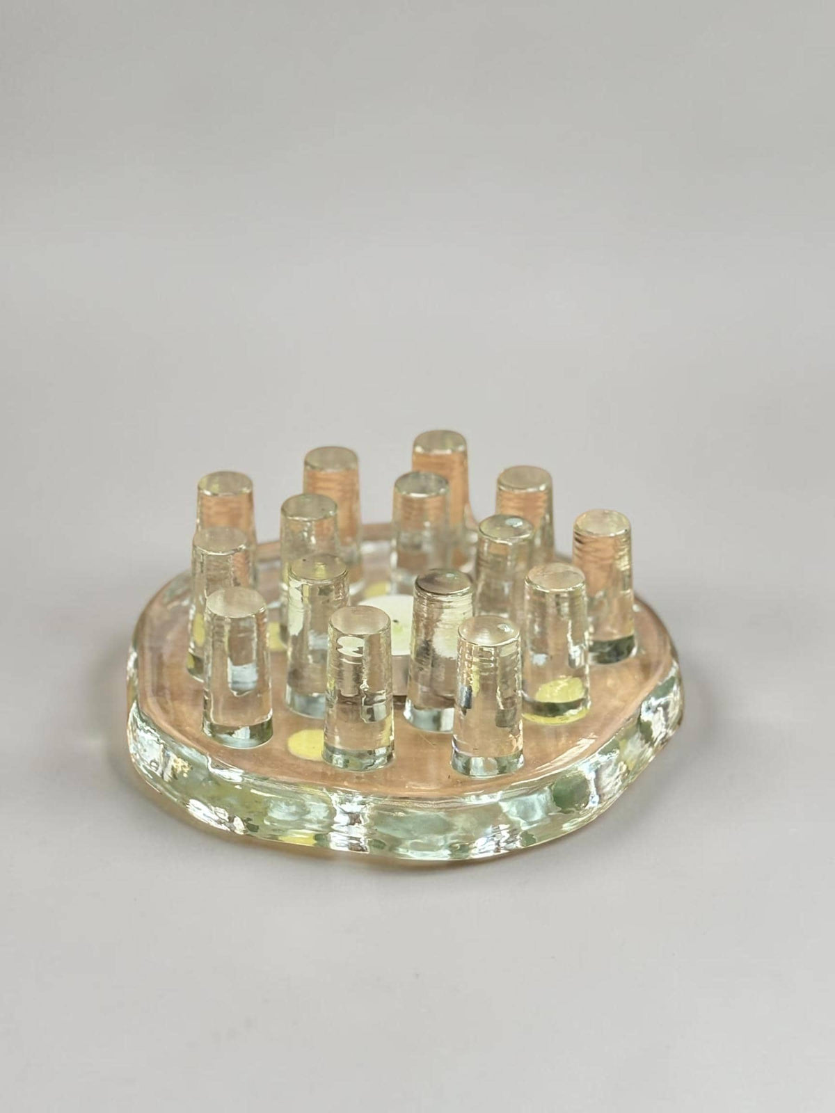 Georgshütte lysestage i klart isglas med 14 glaspinde