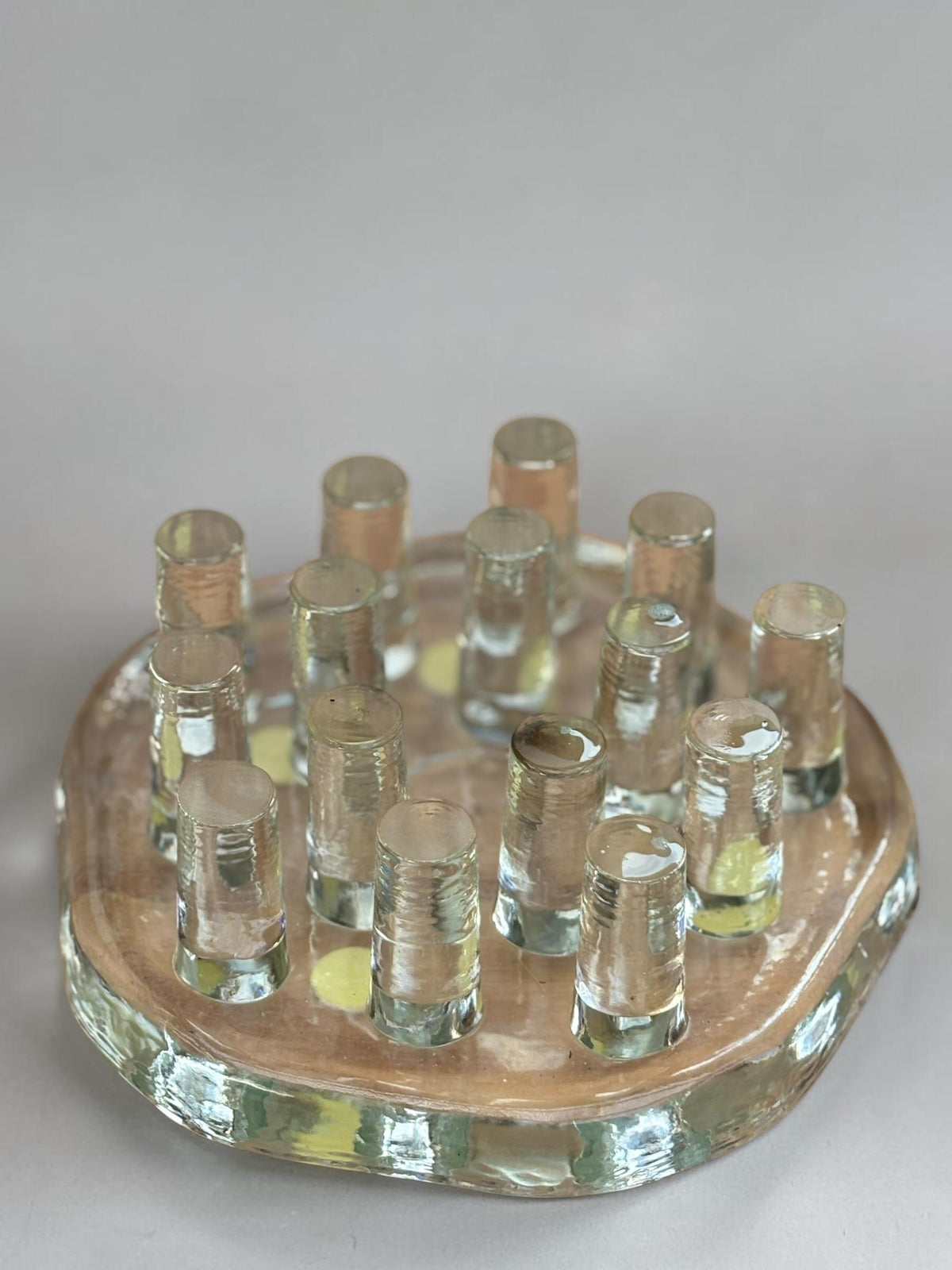 Georgshütte lysestage i klart isglas med 14 glaspinde