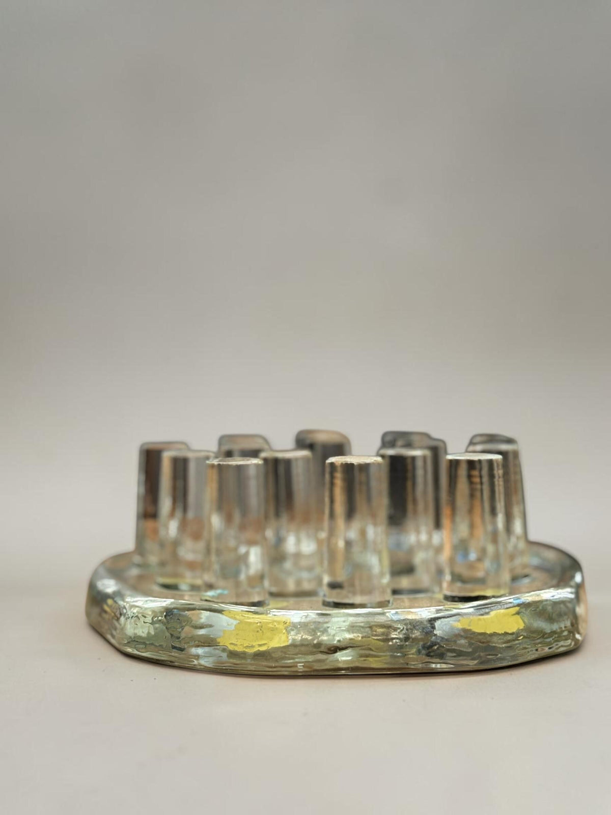 Georgshütte lysestage i klart isglas med 14 glaspinde