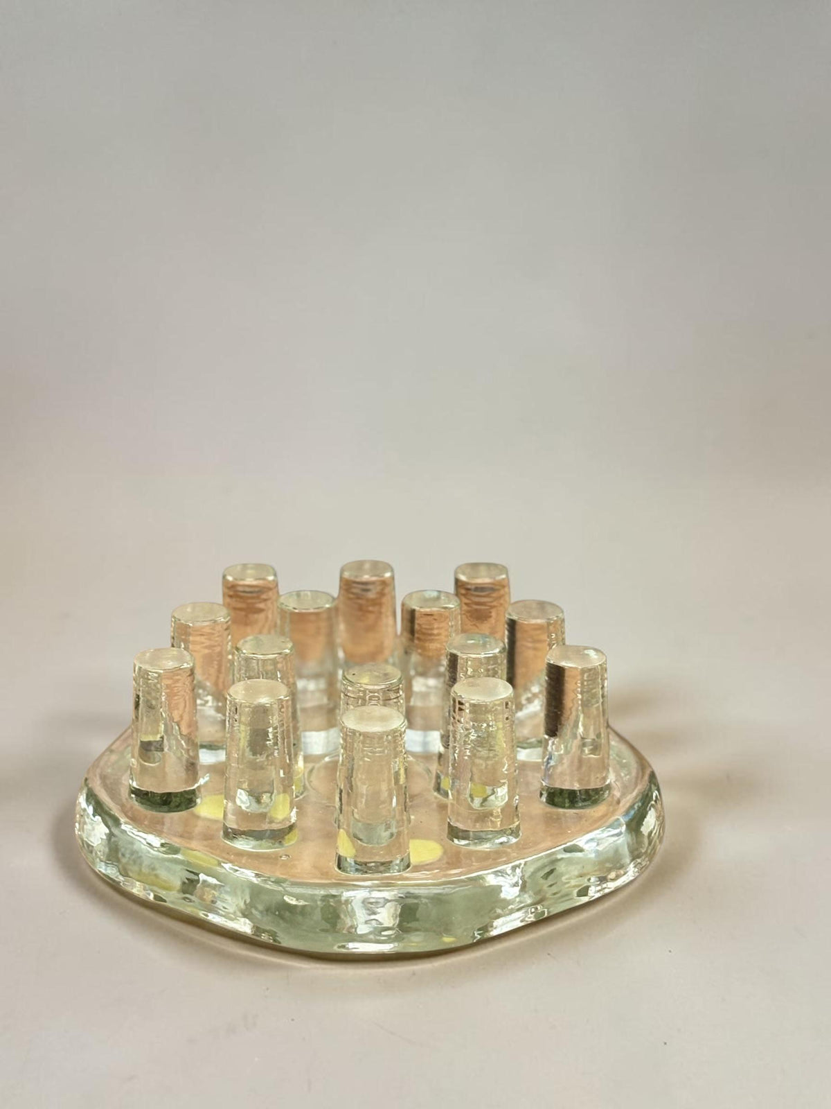 Georgshütte lysestage i klart isglas med 14 glaspinde