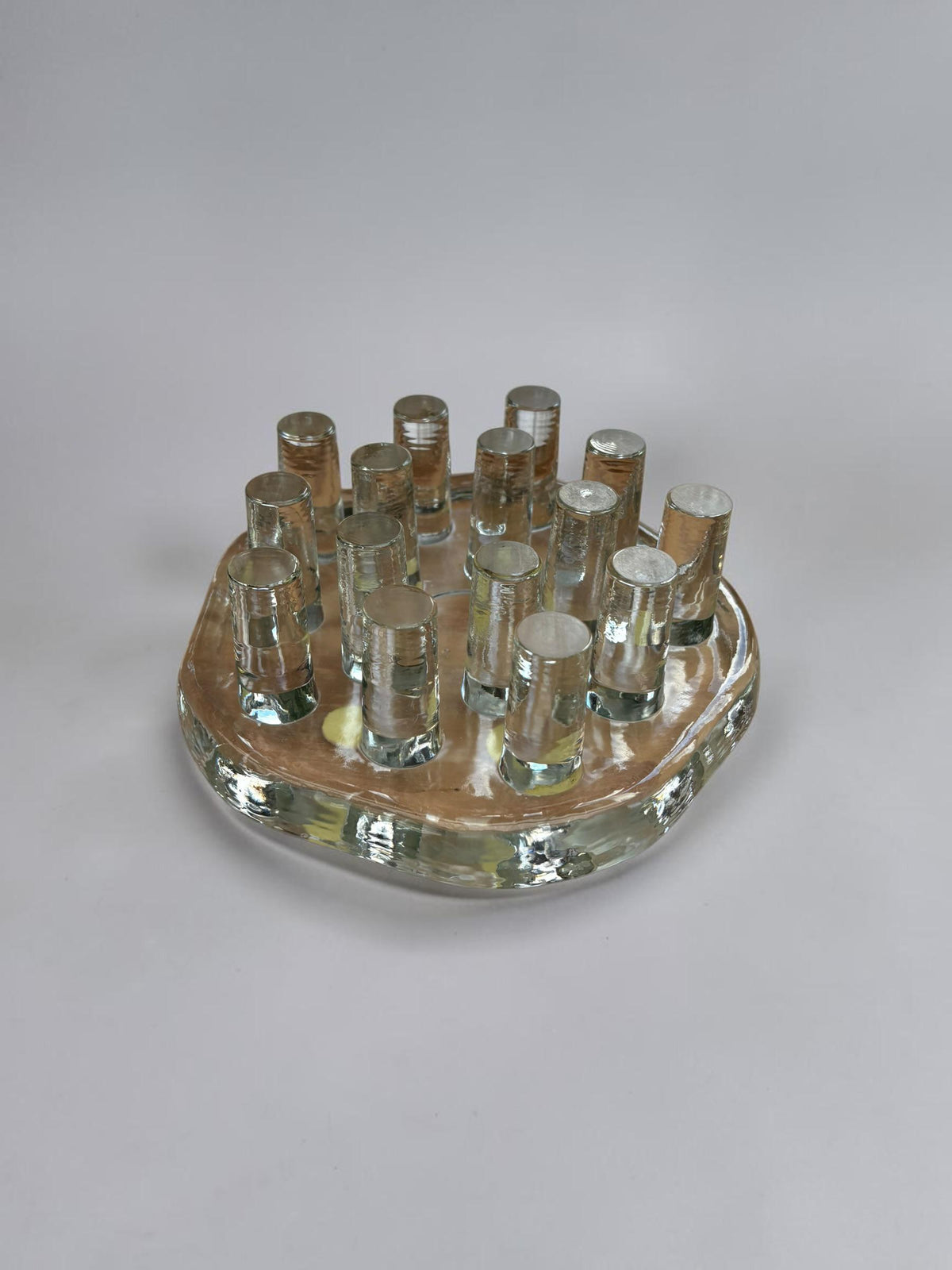 Georgshütte lysestage i klart isglas med 14 glaspinde