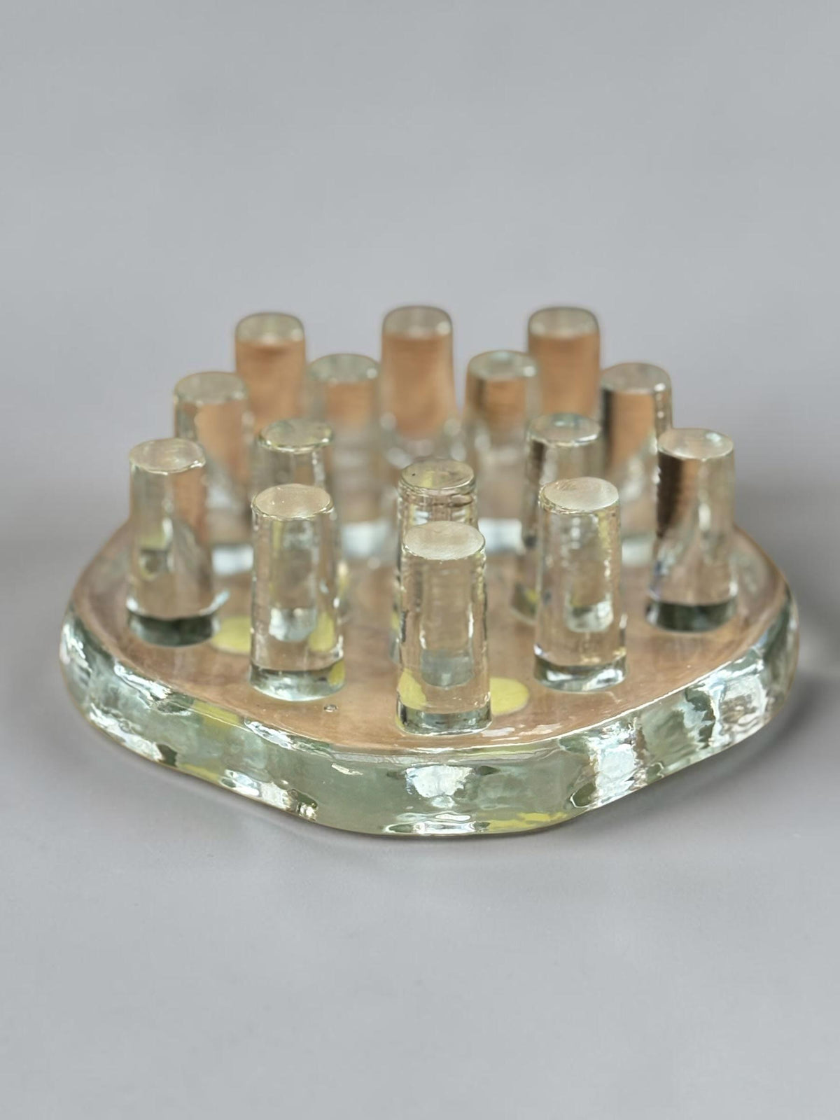 Georgshütte lysestage i klart isglas med 14 glaspinde