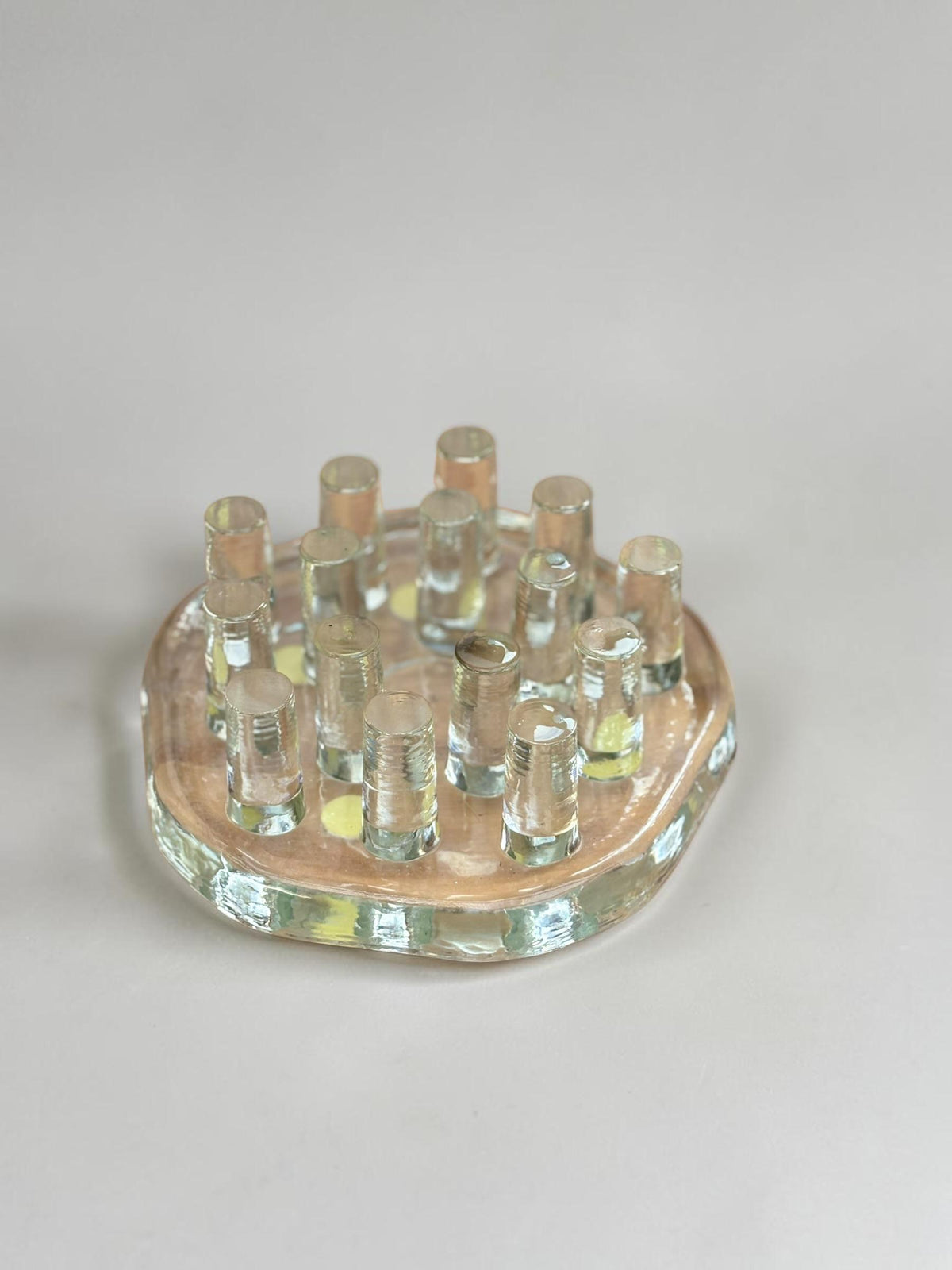 Georgshütte lysestage i klart isglas med 14 glaspinde