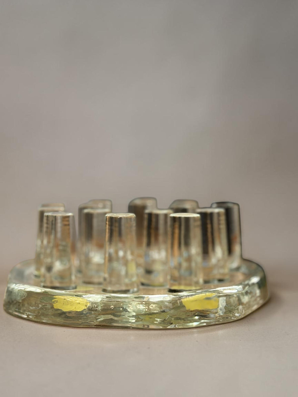Georgshütte lysestage i klart isglas med 14 glaspinde